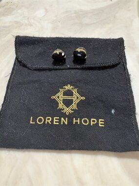 Loren Hope Gold-Tone Black Stud Earrings